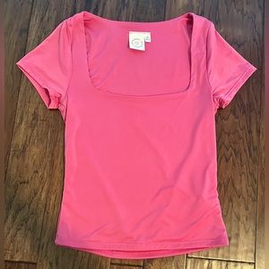 Pink Square Neck Crop Top
